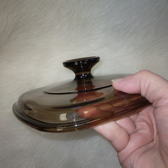 PYREX Amber Square Pyrex Lid ,A-7-C Large Knob, Lid - Picture 2 of 6